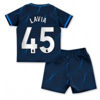 Fotballdrakt Barn Chelsea Romeo Lavia #45 Bortedraktsett 2023-24 Kortermet (+ Korte bukser)